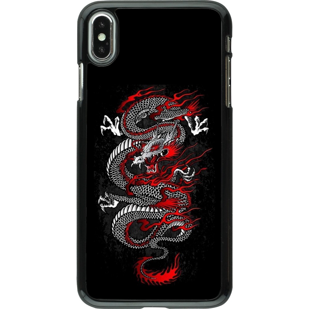 iPhone Xs Max Case Hülle - Japanese style Dragon Tattoo Red Black