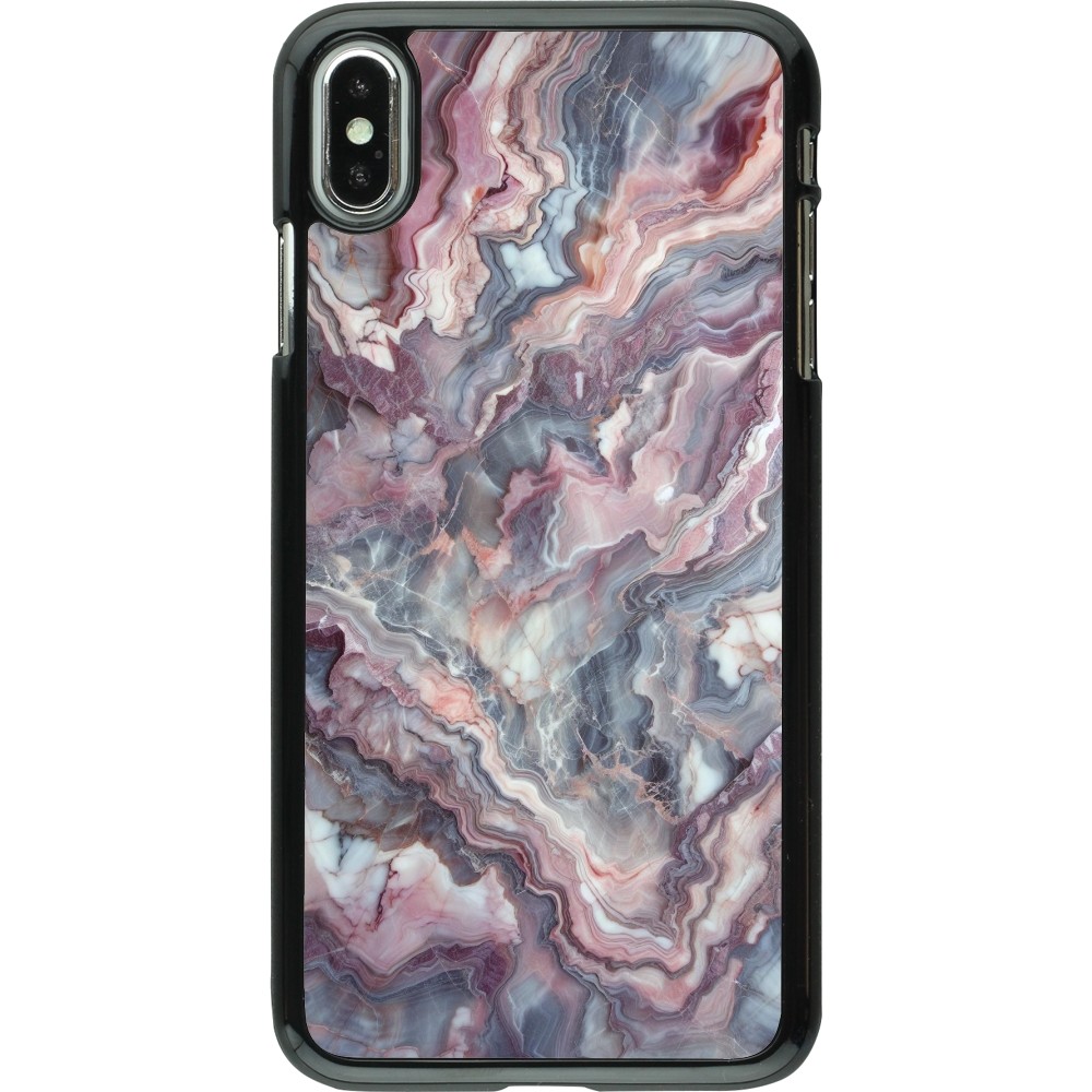 iPhone Xs Max Case Hülle - Violetter silberner Marmor