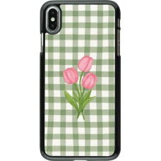 Coque iPhone Xs Max - Green vichy tulips 2026
