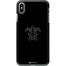 Coque iPhone Xs Max - Turtles lines on black