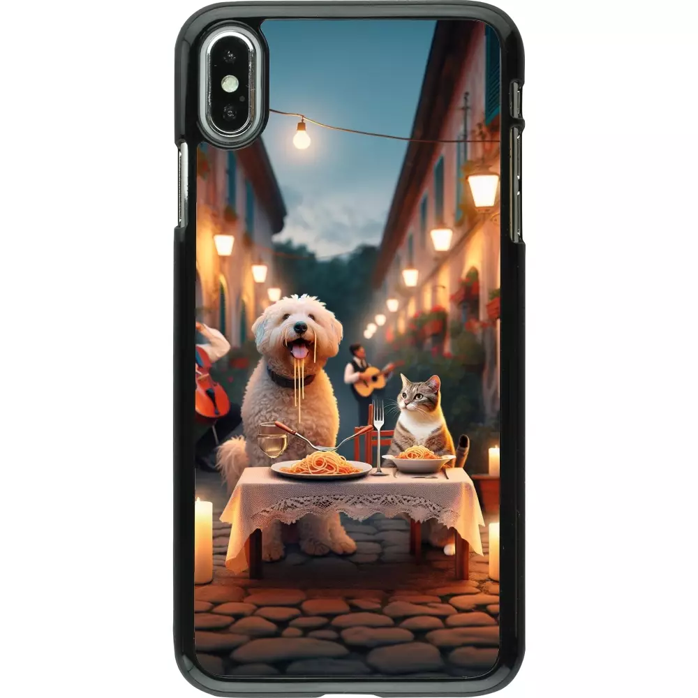iPhone Xs Max Case Hülle - Valentin 2024 Hund & Katze Kerzenlicht