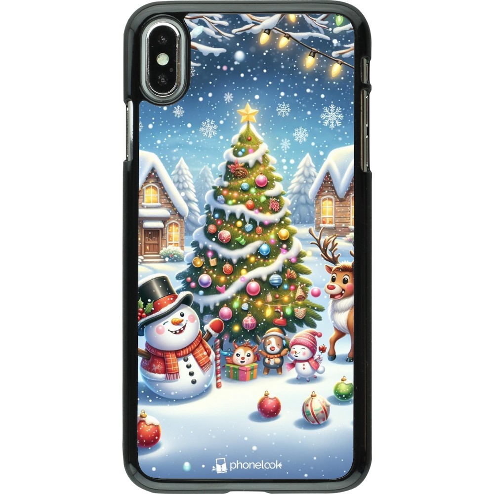 iPhone Xs Max Case Hülle - Weihnachten 2023 Schneemann und Tannenbaum