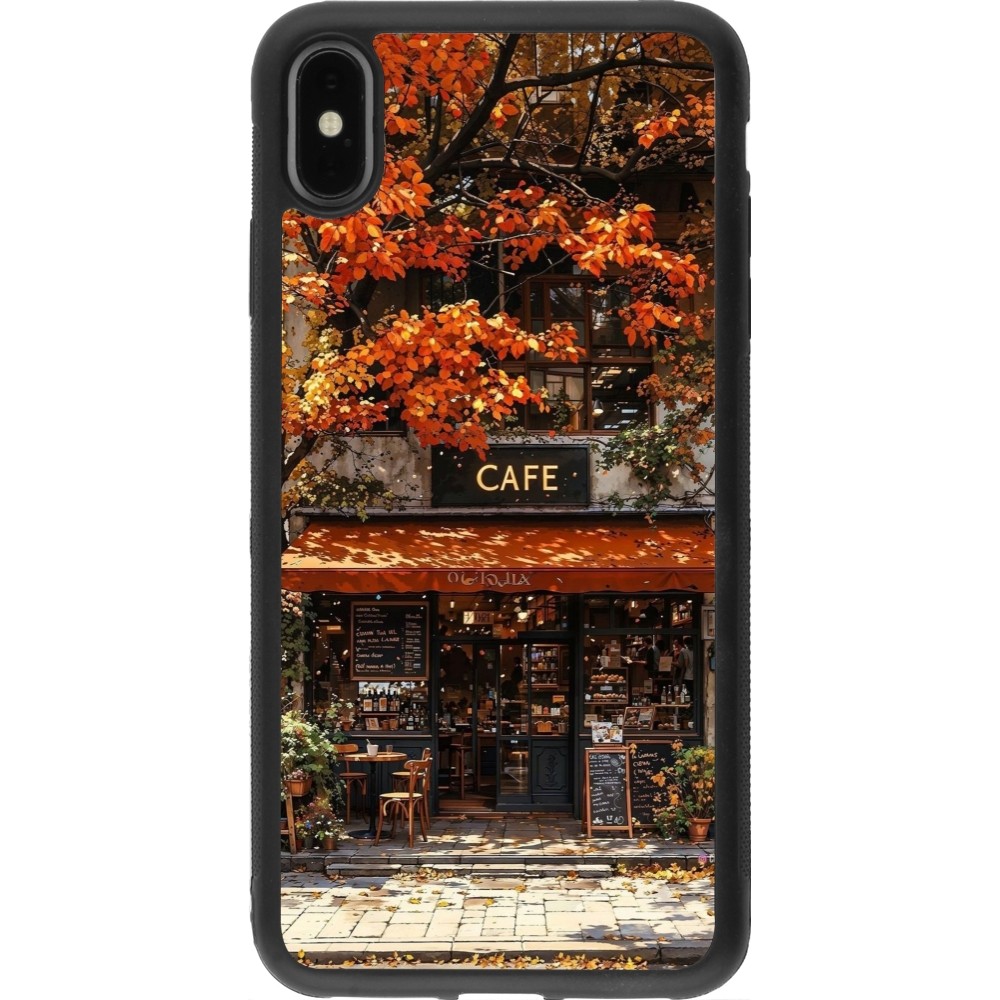 Coque iPhone Xs Max - Silicone rigide noir Autumn 25 Coffee shop