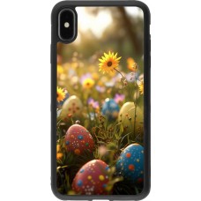 Coque iPhone Xs Max - Silicone rigide noir Easter 2026 Decorated eggs