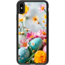 Coque iPhone Xs Max - Silicone rigide noir Easter 2026 Eggs with flowers