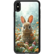Coque iPhone Xs Max - Silicone rigide noir Easter 2026 Rabbit in the garden