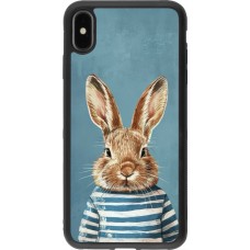 Coque iPhone Xs Max - Silicone rigide noir Easter 2026 Rabbit navy