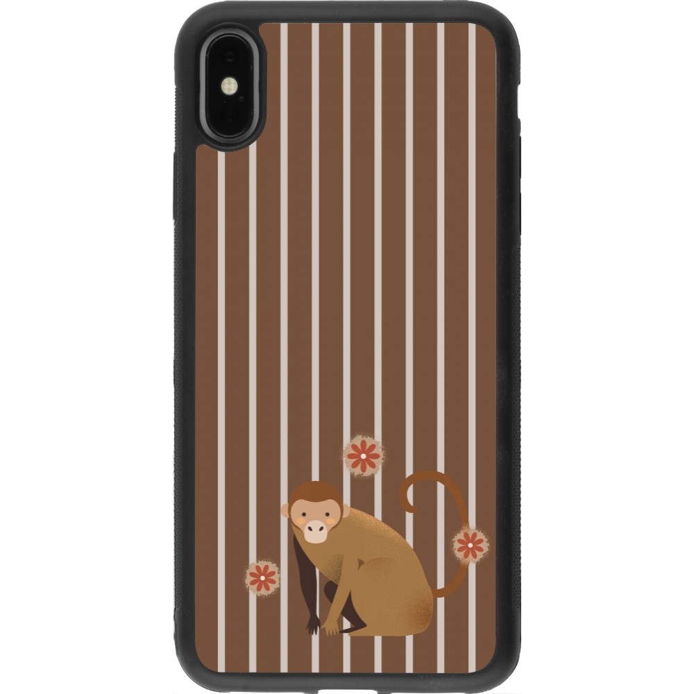 Coque iPhone Xs Max - Silicone rigide noir Monkey with stripes