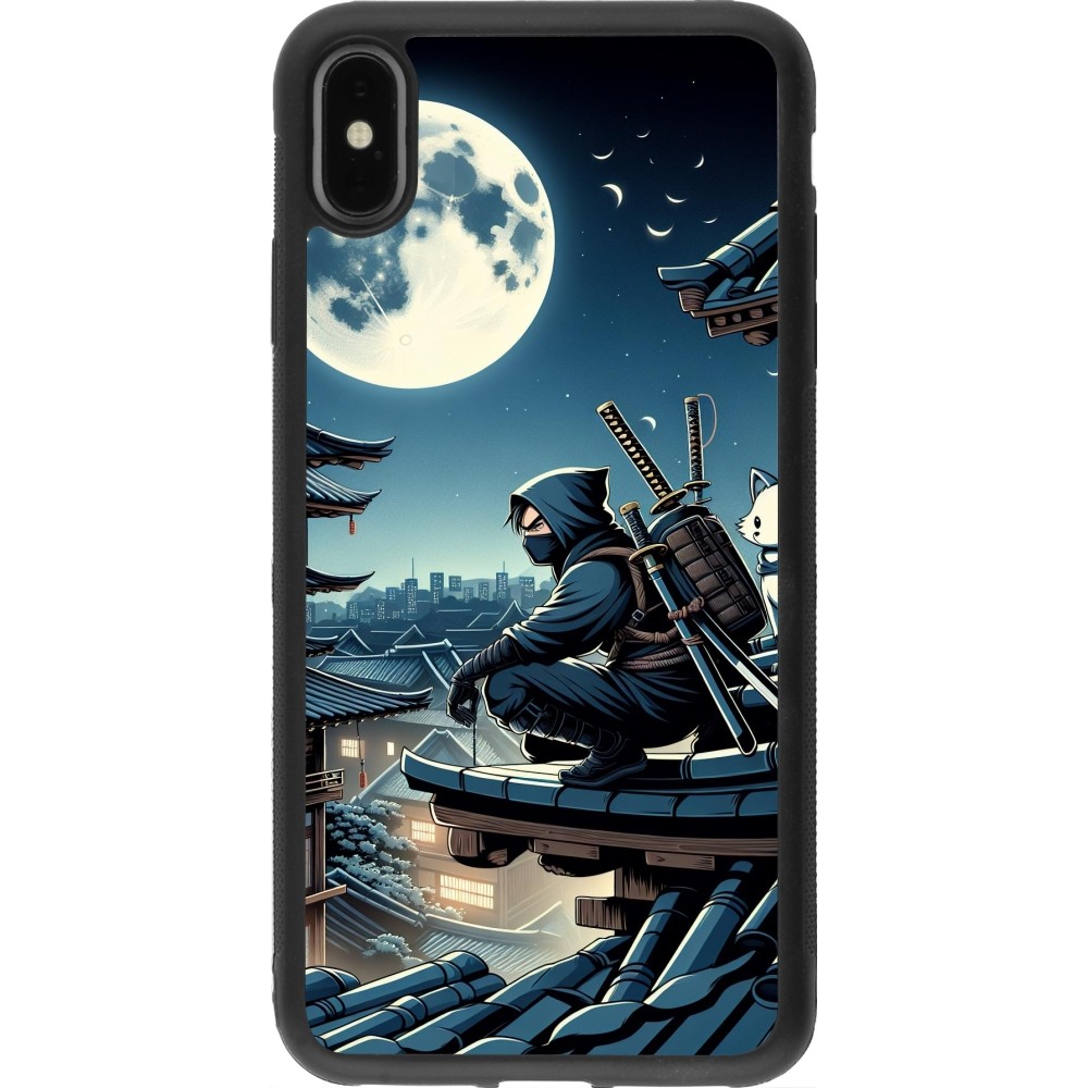 iPhone Xs Max Case Hülle - Silikon schwarz Ninja unter dem Mond