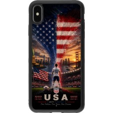 Coque iPhone Xs Max - Silicone rigide noir Football États-Unis splash 2026