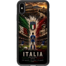 Coque iPhone Xs Max - Silicone rigide noir Football Italie splash 2026