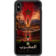 Coque iPhone Xs Max - Silicone rigide noir Football Maroc splash 2026