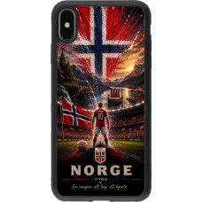 Coque iPhone Xs Max - Silicone rigide noir Football Norvège splash 2026