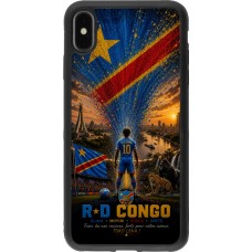 Coque iPhone Xs Max - Silicone rigide noir Football République démocratique du Congo splash 2026