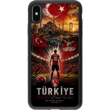 Coque iPhone Xs Max - Silicone rigide noir Football Turquie splash 2026