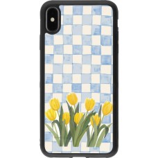 Coque iPhone Xs Max - Silicone rigide noir Blue vichy tulips 2026