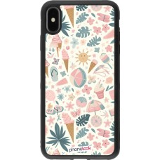 iPhone Xs Max Case Hülle - Silikon schwarz Sommer Pink Muster