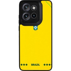 Coque Motorola Moto S50 - Silicone rigide noir Maillot de football Bresil 2026 personnalisable
