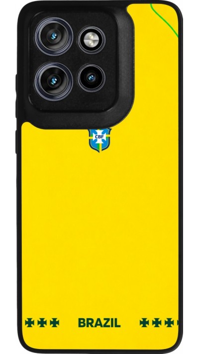 Coque Motorola Moto S50 - Silicone rigide noir Maillot de football Bresil 2026 personnalisable