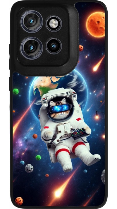 Motorola Moto S50 Case Hülle - Silikon schwarz VR SpaceCat Odyssee