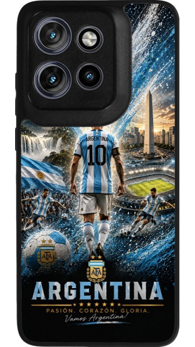 Motorola Moto S50 Case Hülle - Silikon schwarz Fussball Argentinien splash 2026