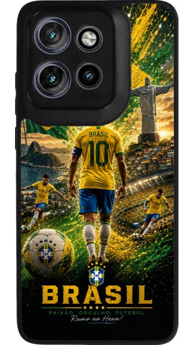 Motorola Moto S50 Case Hülle - Silikon schwarz Fussball Brasilien splash 2026