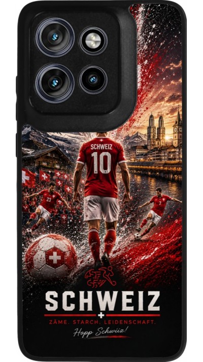 Motorola Moto S50 Case Hülle - Silikon schwarz Fussball Schweiz splash 2026