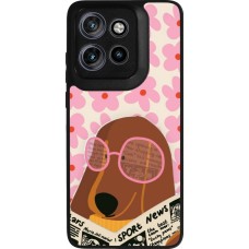 Coque Motorola Moto S50 - Silicone rigide noir Dog with newspaper Spring 2026