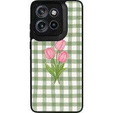 Coque Motorola Moto S50 - Silicone rigide noir Green vichy tulips Spring 2026