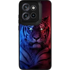 Coque Motorola Moto S50 - Silicone rigide noir Tiger Blue Red