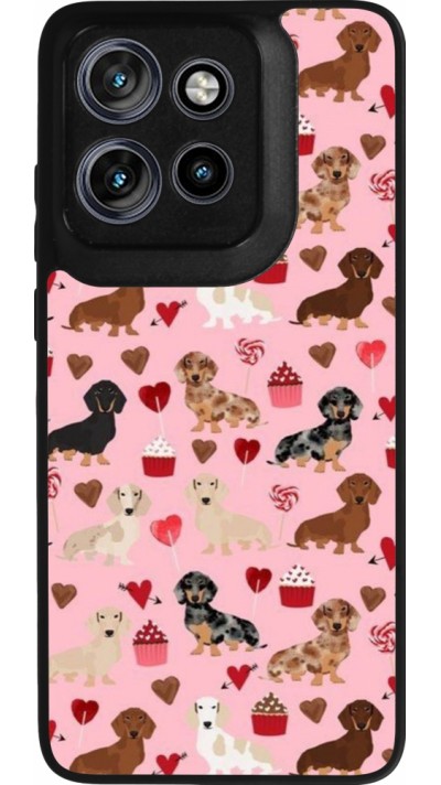 Motorola Moto S50 Case Hülle - Silikon schwarz Valentine 2024 puppy love
