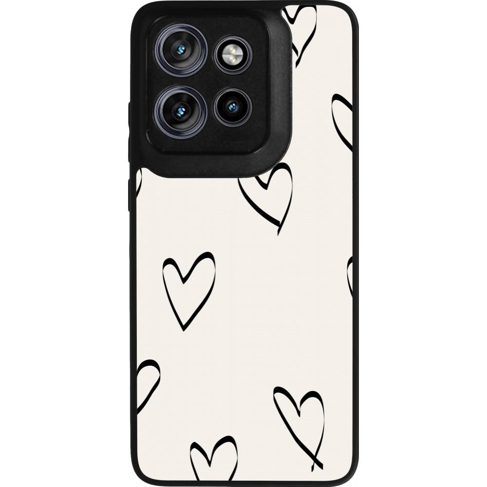 Coque Motorola Moto S50 - Silicone rigide noir Valentine 2023 minimalist hearts