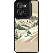 Coque Motorola Moto S50 - Silicone rigide noir Vintage Ski Mountain