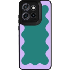 Coque Motorola Moto S50 - Silicone rigide noir Wavy Rectangle Green Purple