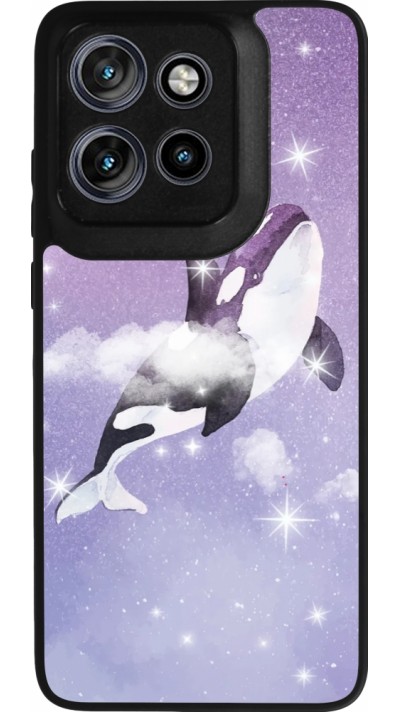 Motorola Moto S50 Case Hülle - Silikon schwarz Whale in sparking stars
