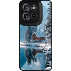 Coque Motorola Moto S50 - Silicone rigide noir Winter 25 Winter house forest day