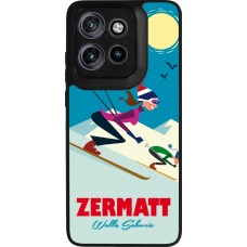 Coque Motorola Moto S50 - Silicone rigide noir Zermatt Ski Downhill