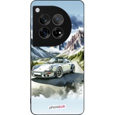 Coque OnePlus 12 - Silicone rigide noir Porsche 911 Mountain Watercolor