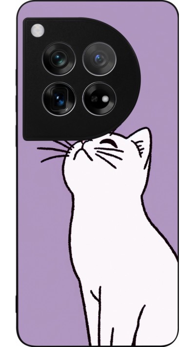 OnePlus 12 Case Hülle - Silikon schwarz Chat auf lila Hintergrund