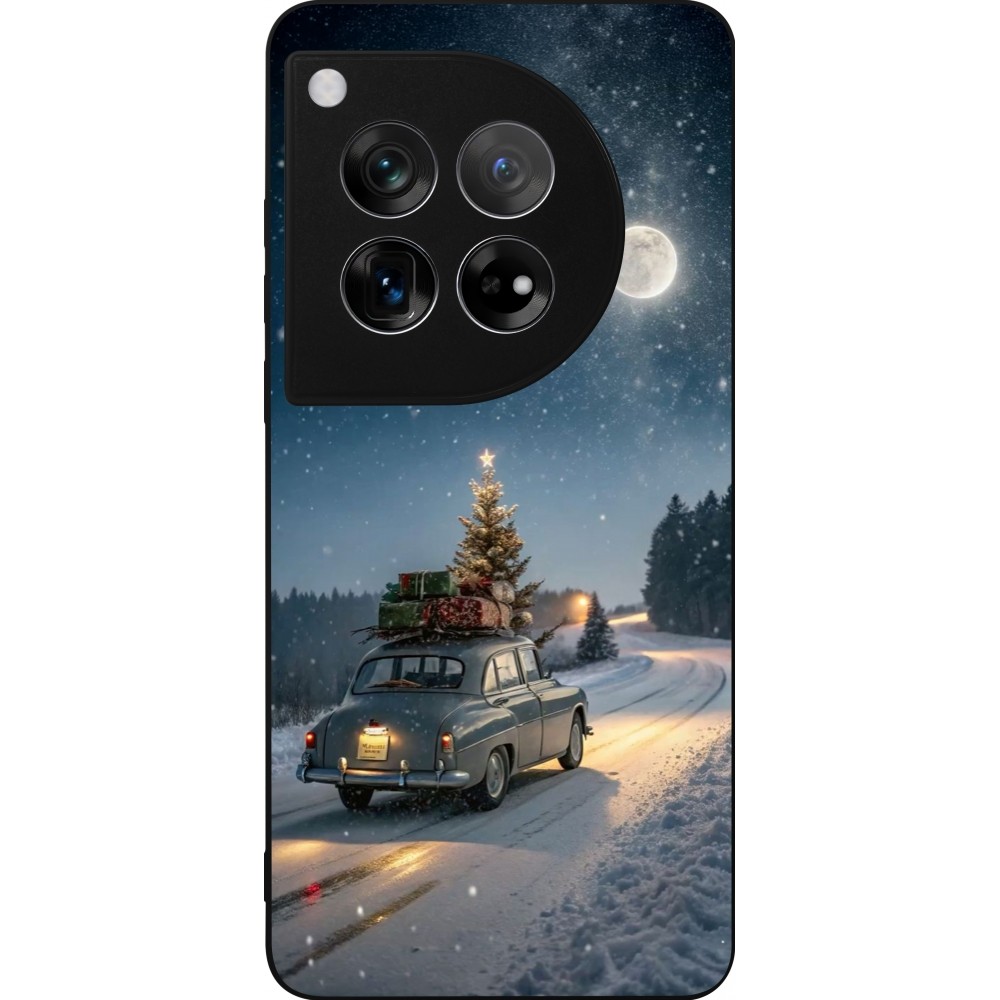 Coque OnePlus 12 - Silicone rigide noir Christmas 25 Car with Tree Xmas