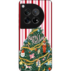 Coque OnePlus 12 - Silicone rigide noir Christmas 25 Happy Holiday