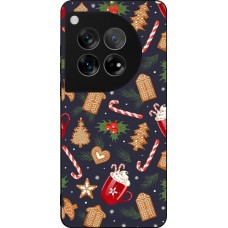 Coque OnePlus 12 - Silicone rigide noir Christmas 25 Pattern Gingerbread House