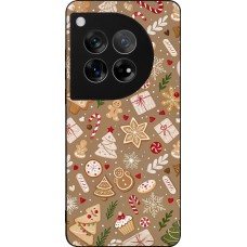 Coque OnePlus 12 - Silicone rigide noir Christmas 25 Pattern Ginger Cookie