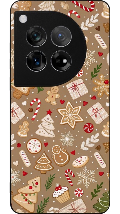 Coque OnePlus 12 - Silicone rigide noir Christmas 25 Pattern Ginger Cookie