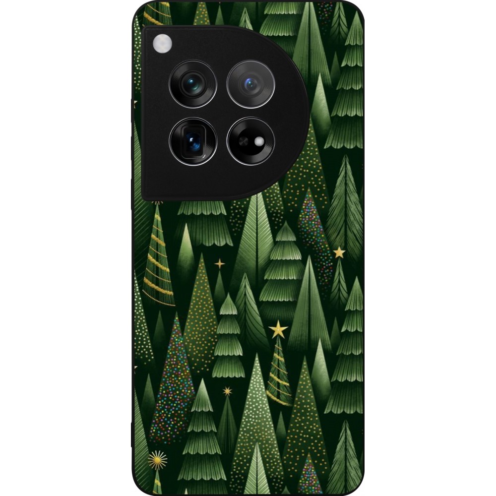 Coque OnePlus 12 - Silicone rigide noir Christmas 25 Pattern Xmas Tree