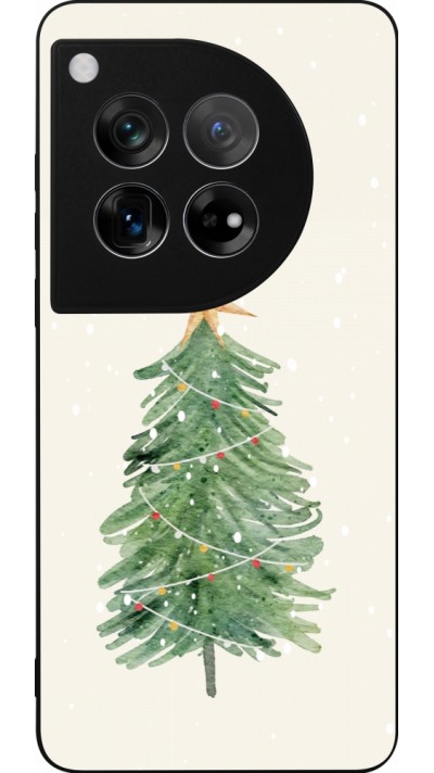 Coque OnePlus 12 - Silicone rigide noir Christmas 25 Sketch Tree
