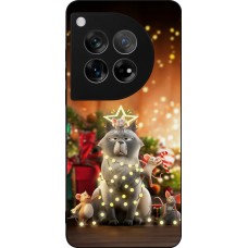 Coque OnePlus 12 - Silicone rigide noir Christmas 25 Xmas Cat
