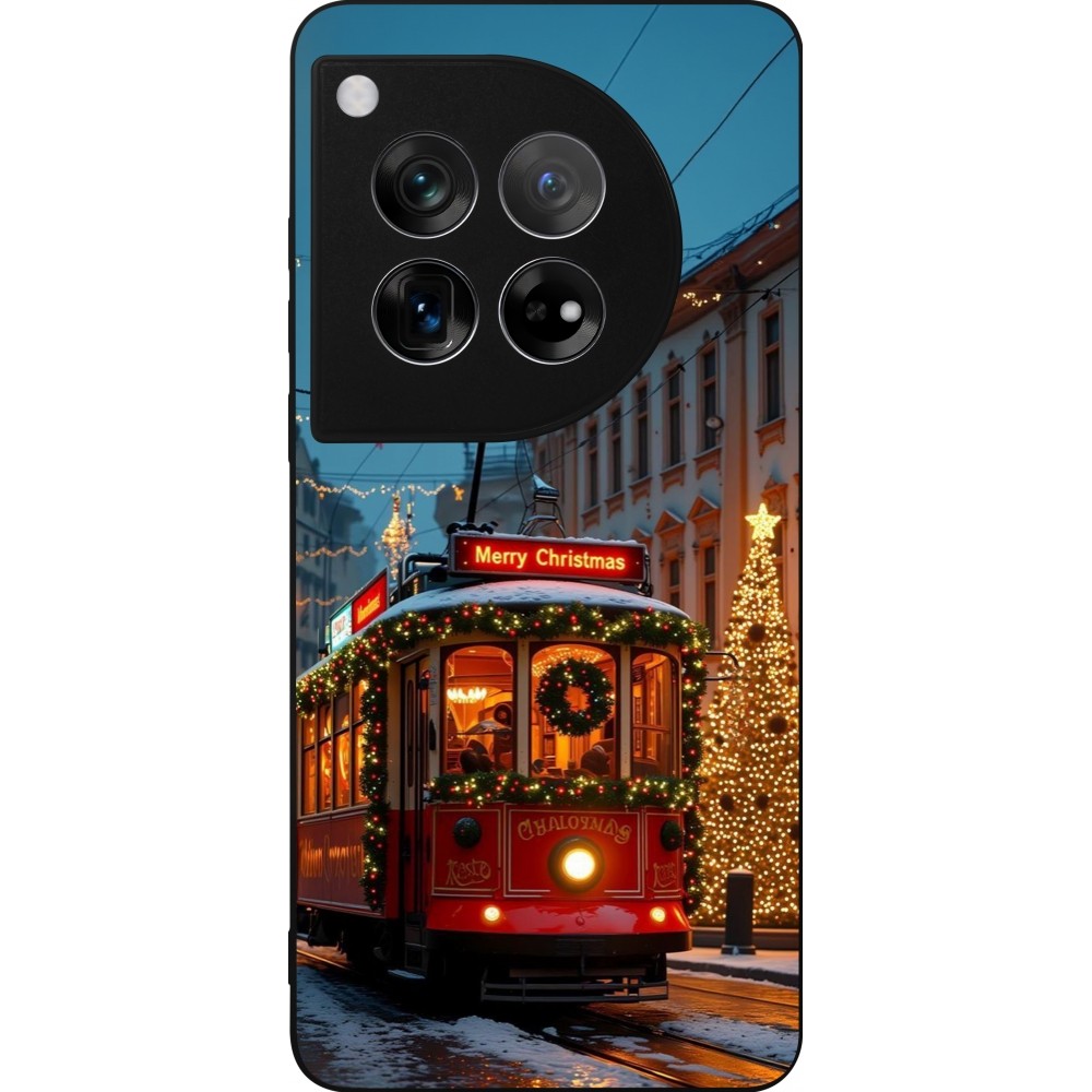Coque OnePlus 12 - Silicone rigide noir Christmas 25 Xmas Train