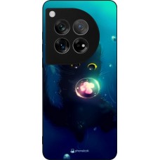 Coque OnePlus 12 - Silicone rigide noir Cute Cat Bubble