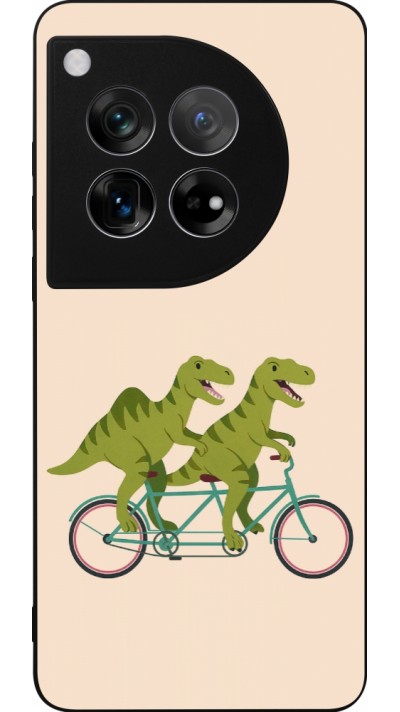 Coque OnePlus 12 - Silicone rigide noir Dinosaurs on bikes 2026